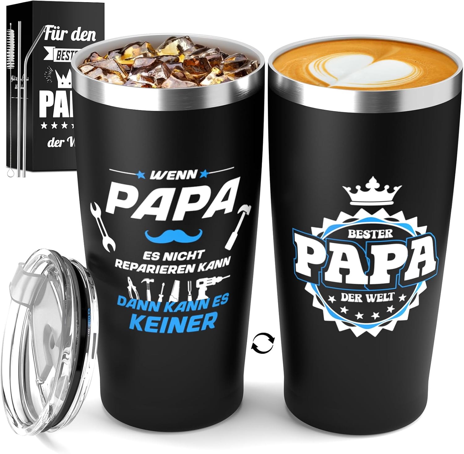 LILABIENE Thermal Mug Dad Car Mug Coffee Mug Coffee to Go Thermal Insulated Mug Gift for Father Father's Day Birthday Christmas 600 ml