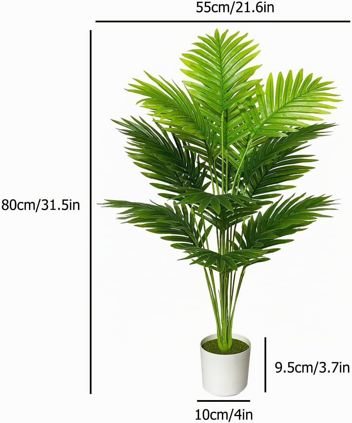 Artificial Plant in Pot Silk Flowers Green Artificial Plants Large Fake Silk Plant Indoor Plant Plastic Plant Office Plant Decoration Living Room Balcony Garden (80 cm High Palm Tree) – Bild 2
