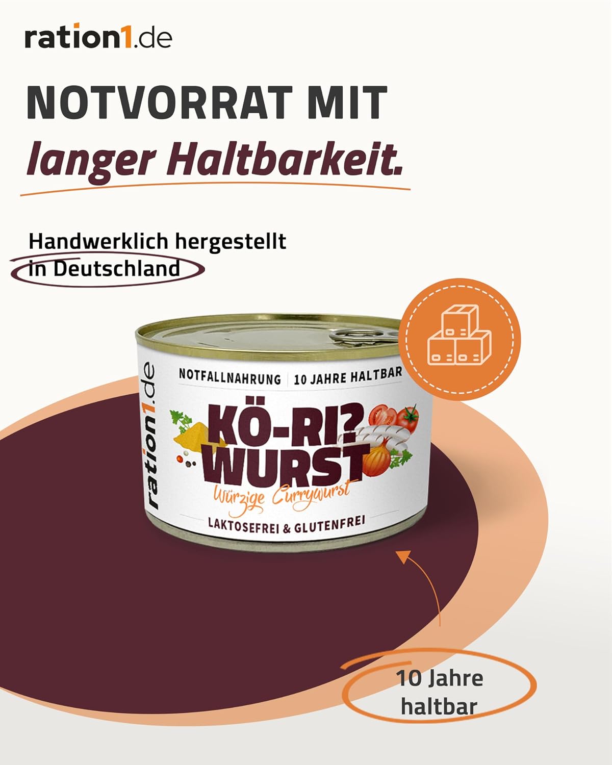 ration1 Spicy Curry Sausage, 4 x 400 g, Ready Meals, Shelf Life of 10 Years – Bild 7