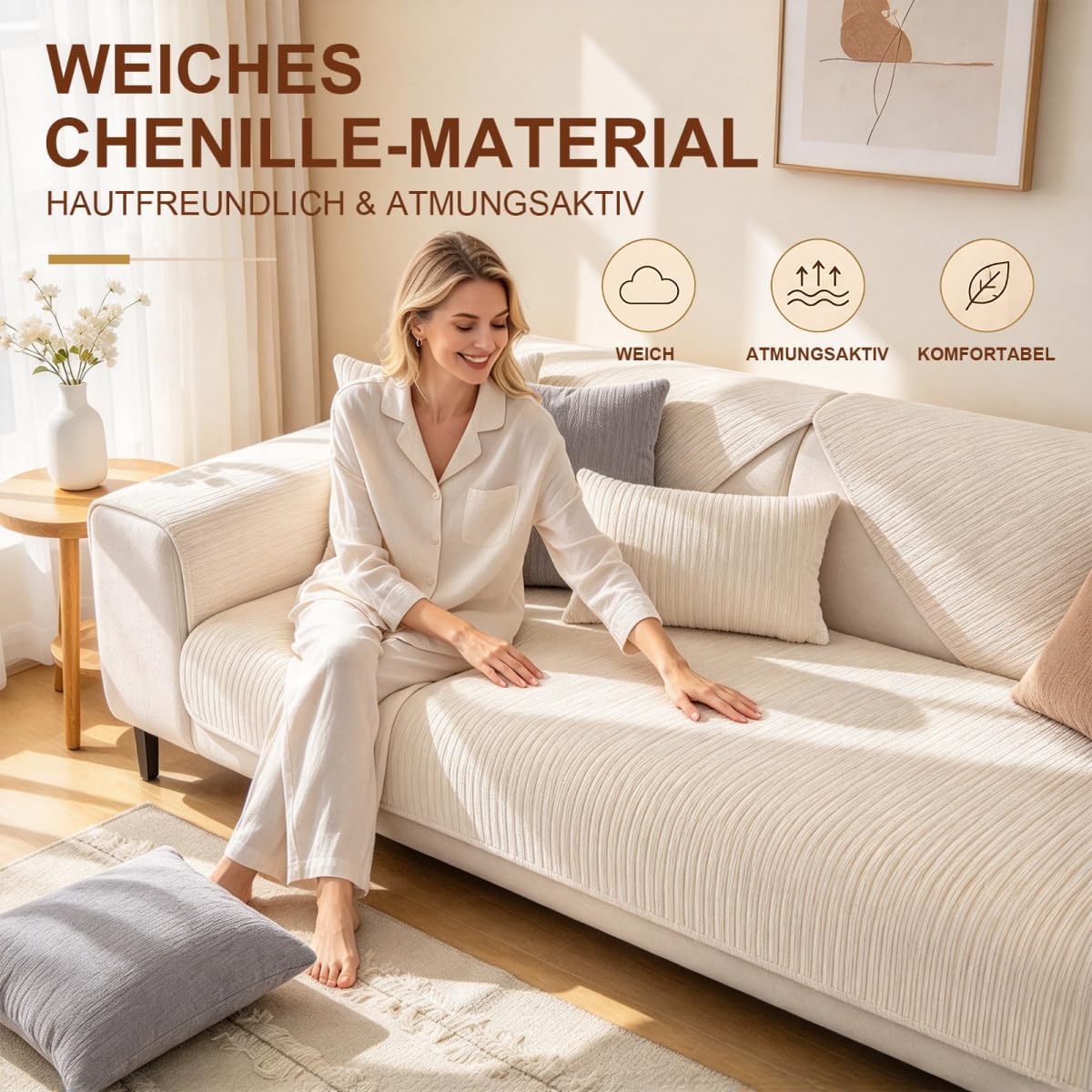 Sofa Blanket, Sofa Covers for Seat, Sofa Protector Non-Slip, Sofa Cover, Chenille Sofa Cover L Shape, Sofa Throw Blanket, Couch Cover, Couch Blanket, Green, 70 x 180 cm – Bild 5