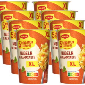 MAGGI 5 Minute Terrine XL Pasta in Cream Sauce, Pack of 8 (8 x 83 g)