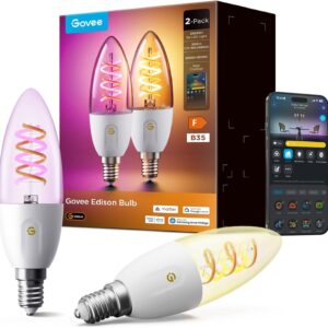 Govee 2 x Smart Edison Light Bulb E14 300LM RGBWW Dimmable Lamp B35