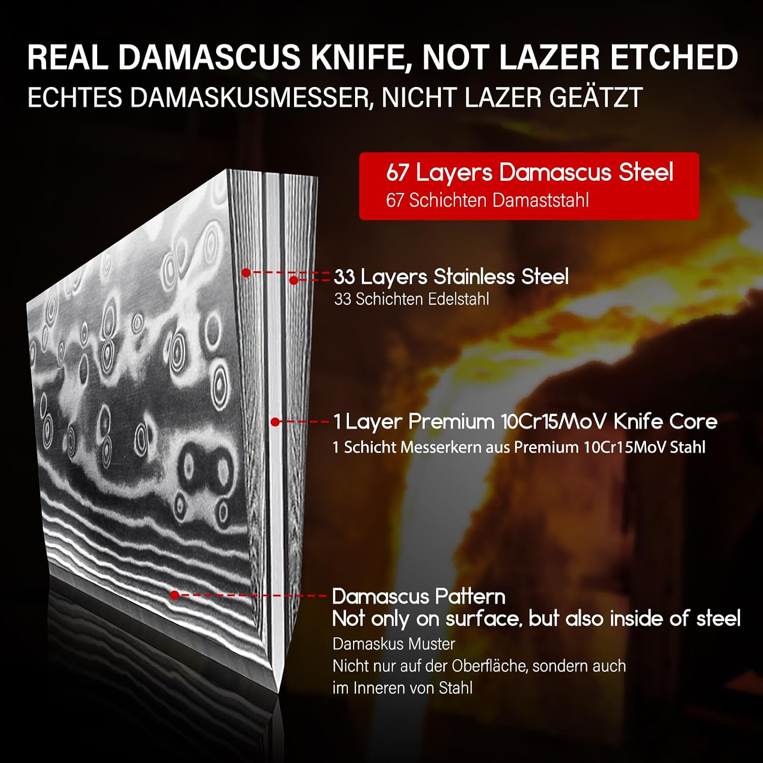 SHAN ZU Damascus Knife – Bild 3