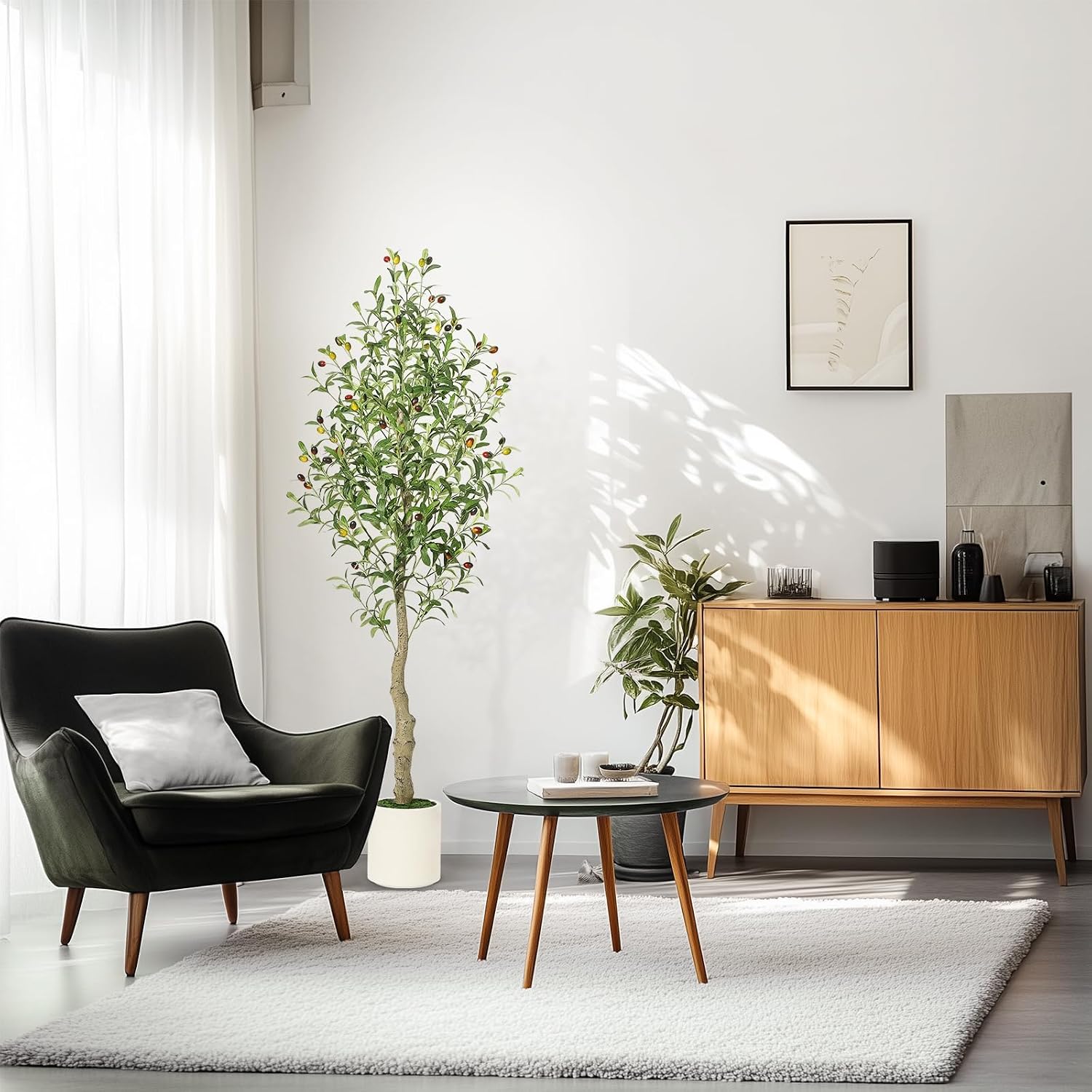 Artificial Olive Tree 180 cm, Artificial Plant Like Real, Dense Green Leaves with Artificial Olives, UV-Resistant, Easy Care, Decoration for Living Room, Balcony, Office – Bild 5