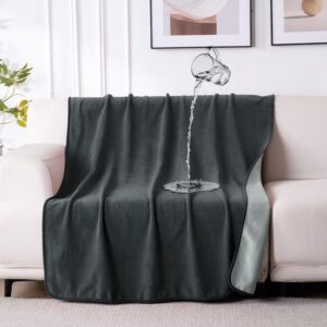 QIYI Waterproof Blanket for Bed Sofa Couch 102 x 153 cm Dark Grey/Light