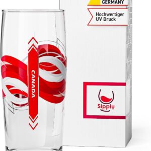 Willibecher Beer Glass with Your Country Flag Canada Coloured UV Print Classic Pilsner Glass 0.5 L Gifts for Football Fans Men Women Boyfriend Girlfriend