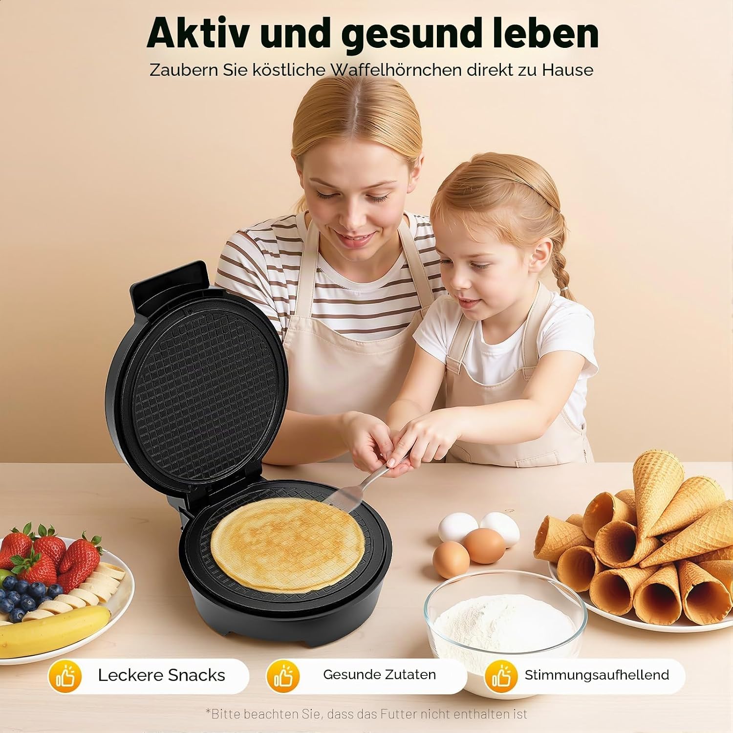 Electric Waffle Cone Maker, 1200 W 220-240 V Waffle Iron, Round Ice Cone Maker, Ice Cake Iron, Commercial Waffle Bag Machine for Ice Cream Cones, Egg Bags, Waffle Bags – Bild 6