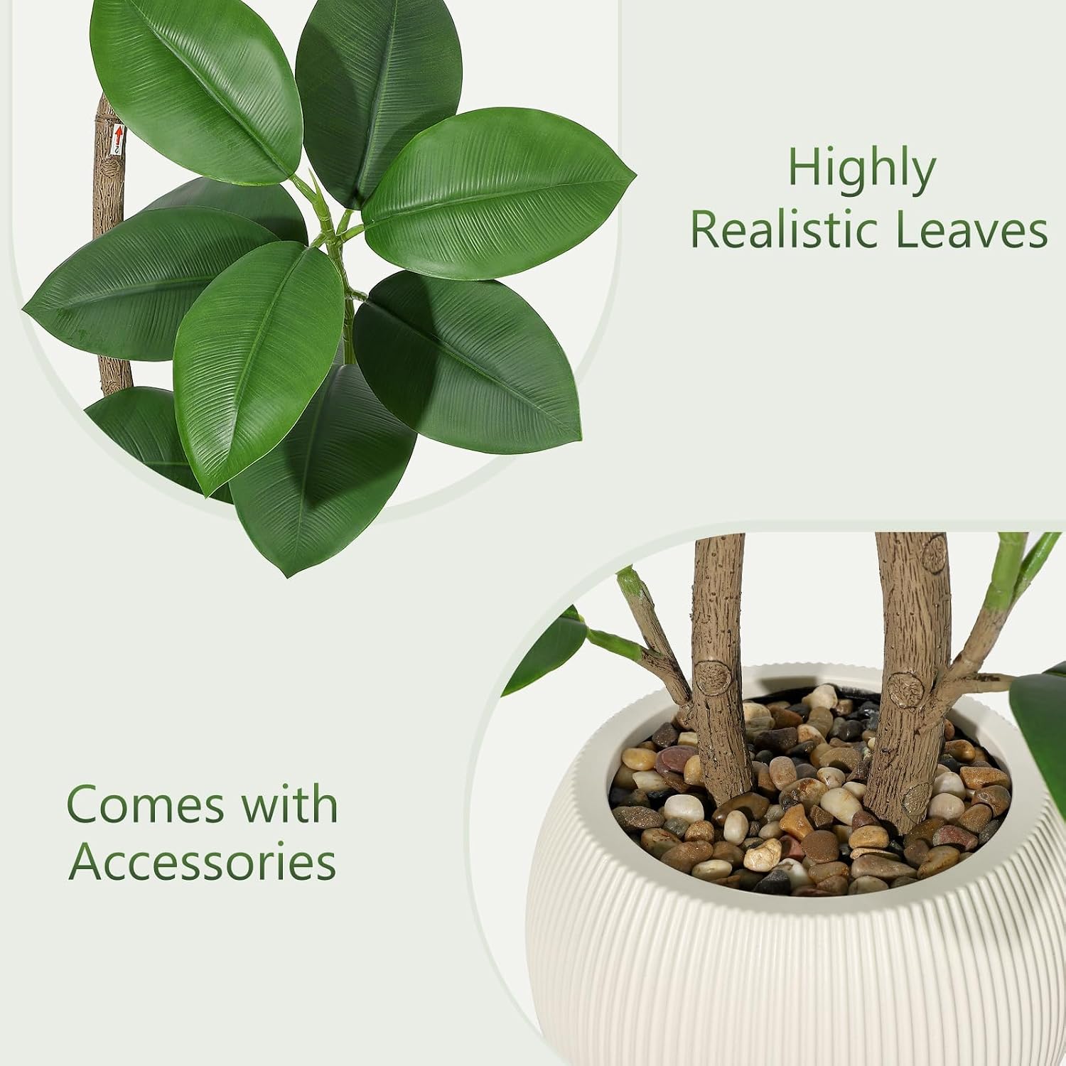 Artificial Rubber Tree 150 cm Ficus Elastica with Resin Pot Beige – Bild 3
