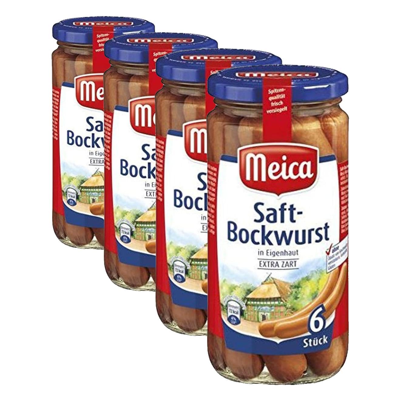 Meica Juice Bockwurst, Pack of 6, 180 g (Pack of 4)