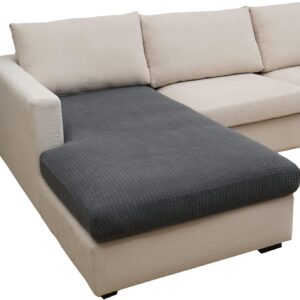 Eismodra Sofa Cover L Shape, Sofa Cover 3-Seater, Stretch Seat Cushion Cover, Couch Throw Blanket, Sofa Protector, Sofa Throw, Elastic Cover for L-Shape, Dark Grey, Chaise Lounge (1 Piece)