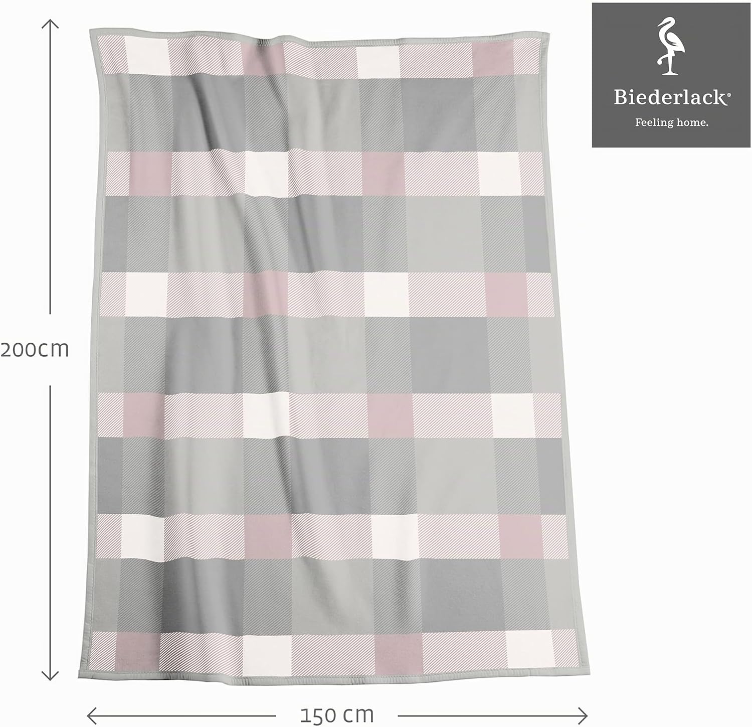 Biederlack® Soft Cuddly Blanket "Check" Rose Sofa Blanket 150 x 200 cm – Bild 2