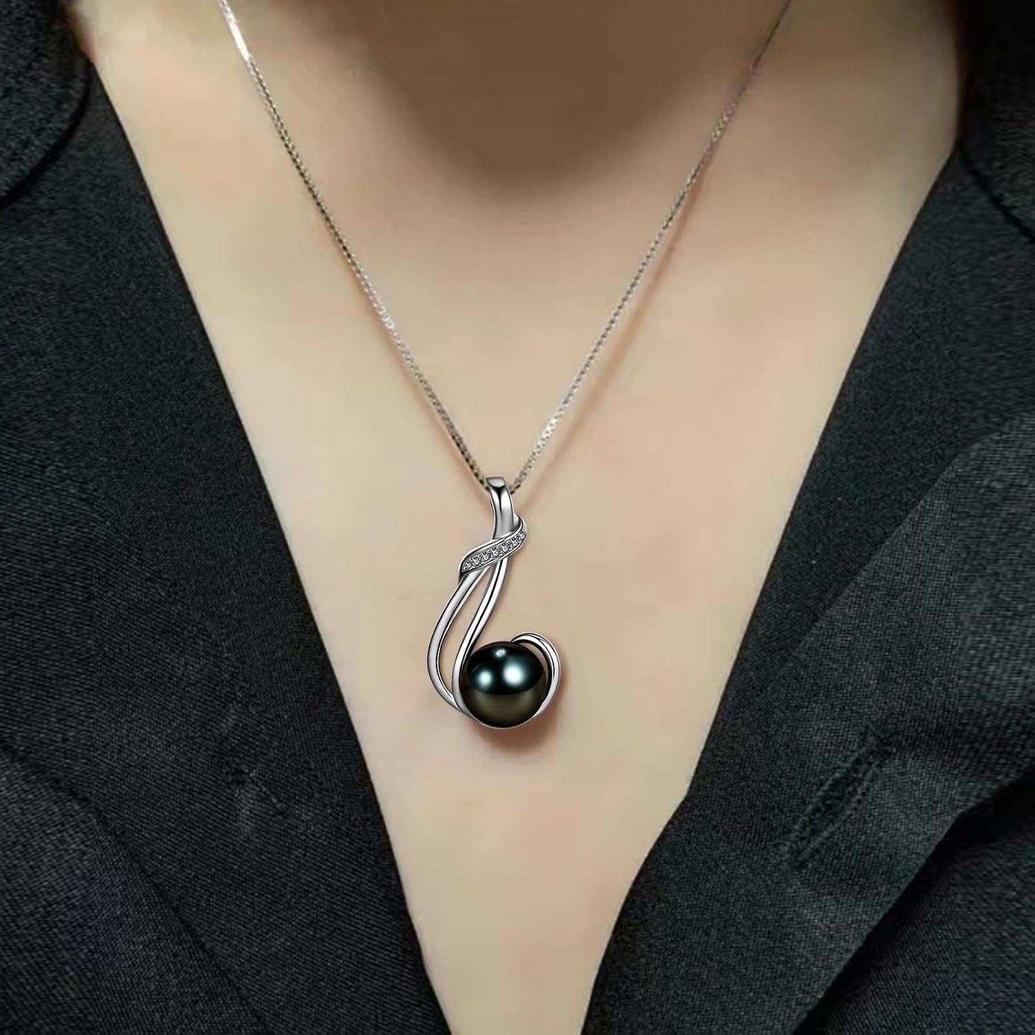 Gifts for Women, Black Tahitian Pearl Necklace, Anniversary Jewellery, Christmas Gift, Mother's Day, Mum Gift, Valentine's Day, Anniversary, Wedding, Birthday, Wife, Girlfriend – Bild 2