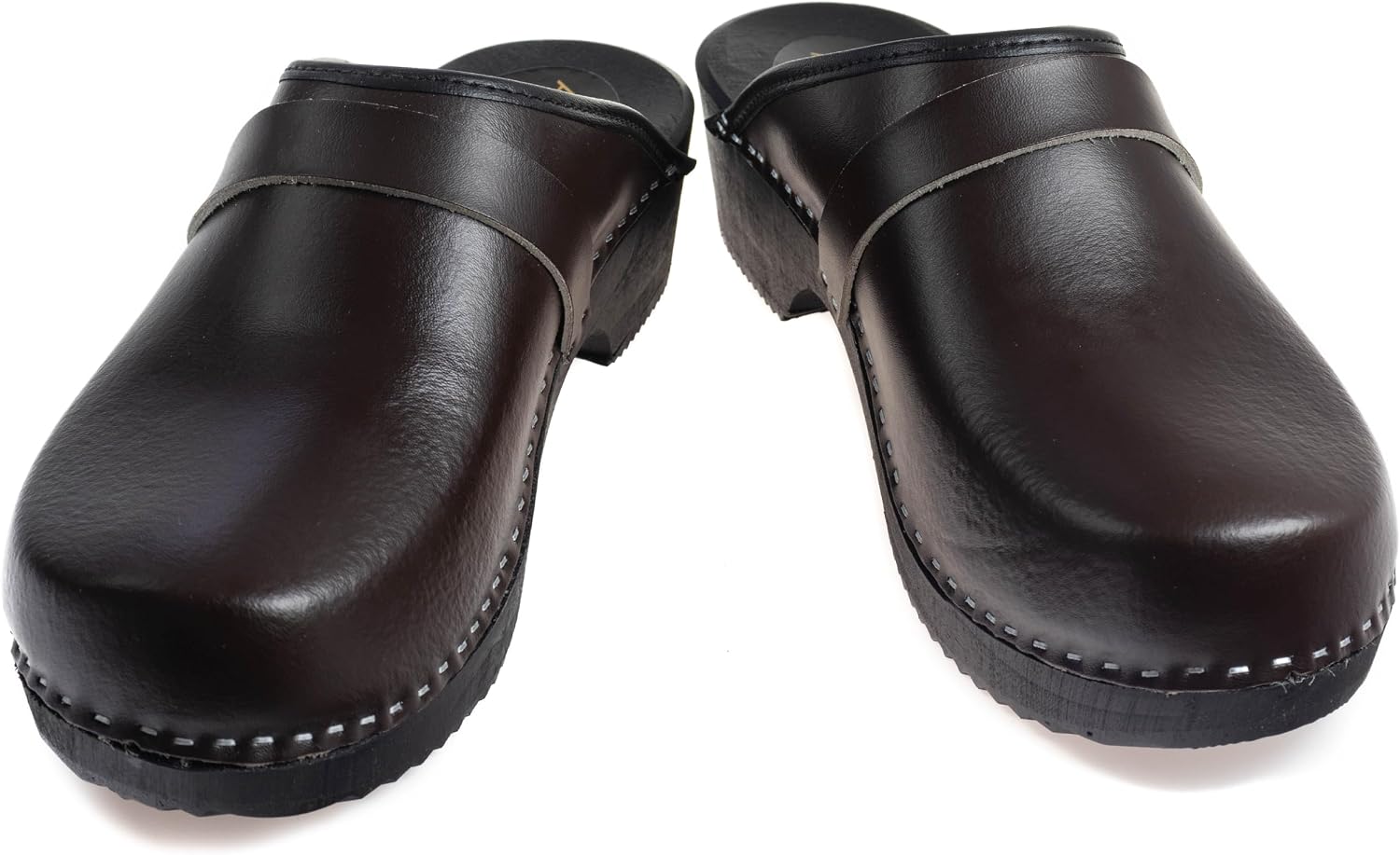 APREGGIO Men's Leather Clogs - Comfortable Wooden Shoes, Practical Garden Clogs 40/47 EU – Bild 4