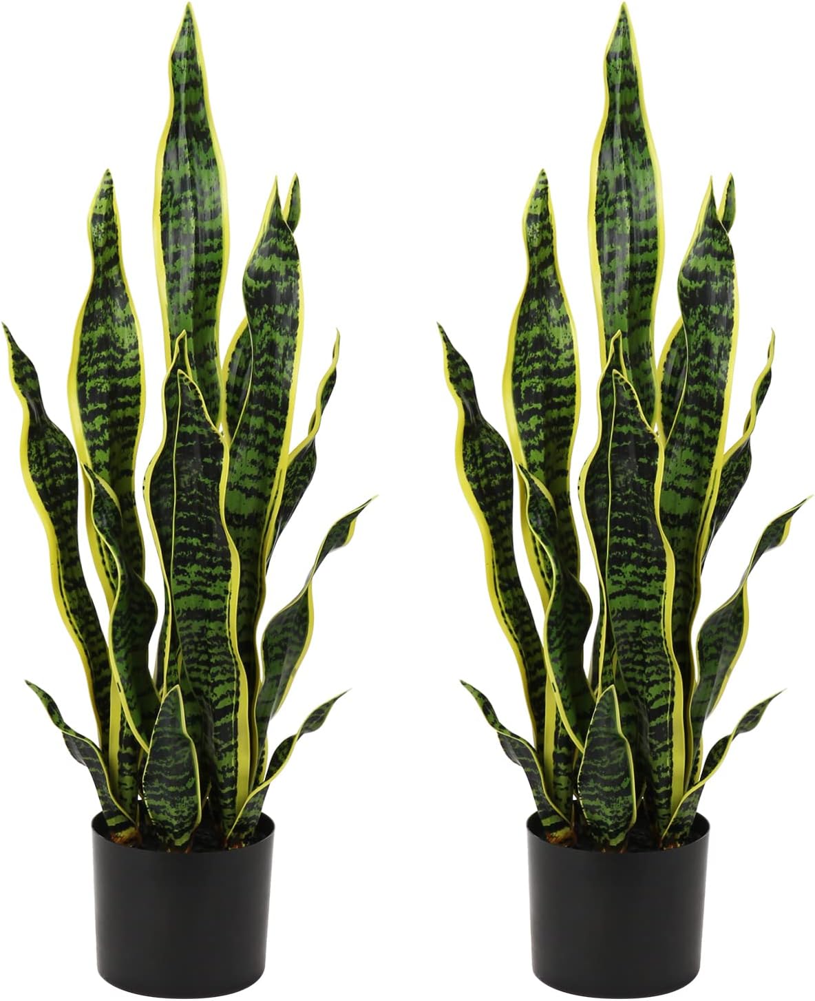 Hollyone 2 x Artificial Plants, Large, Height 64 cm, Artificial Sansevieria Decorative Living Room Plant, Indoor Plants, Balcony, Office Decoration, Artificial Plant for Home Garden, Office Decoration