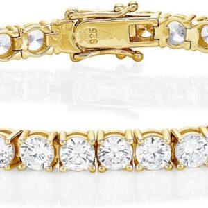 Diamond Treats Gold tennis bracelets for women and girls, golden bracelet with sparkling 4 mm cubic zirconia stones, bracelet made of gold-plated 925 sterling silver