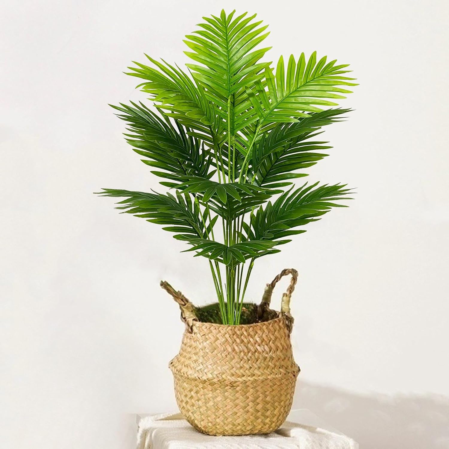 Artificial Plants in Pot, Large Artificial Plant, Plastic Palm Tree Like Real with Plastic Flower Pot, Fake Plant Decor for Living Room, Balcony, Bedroom, Office, Indoor (80 cm, Green Palm) – Bild 7