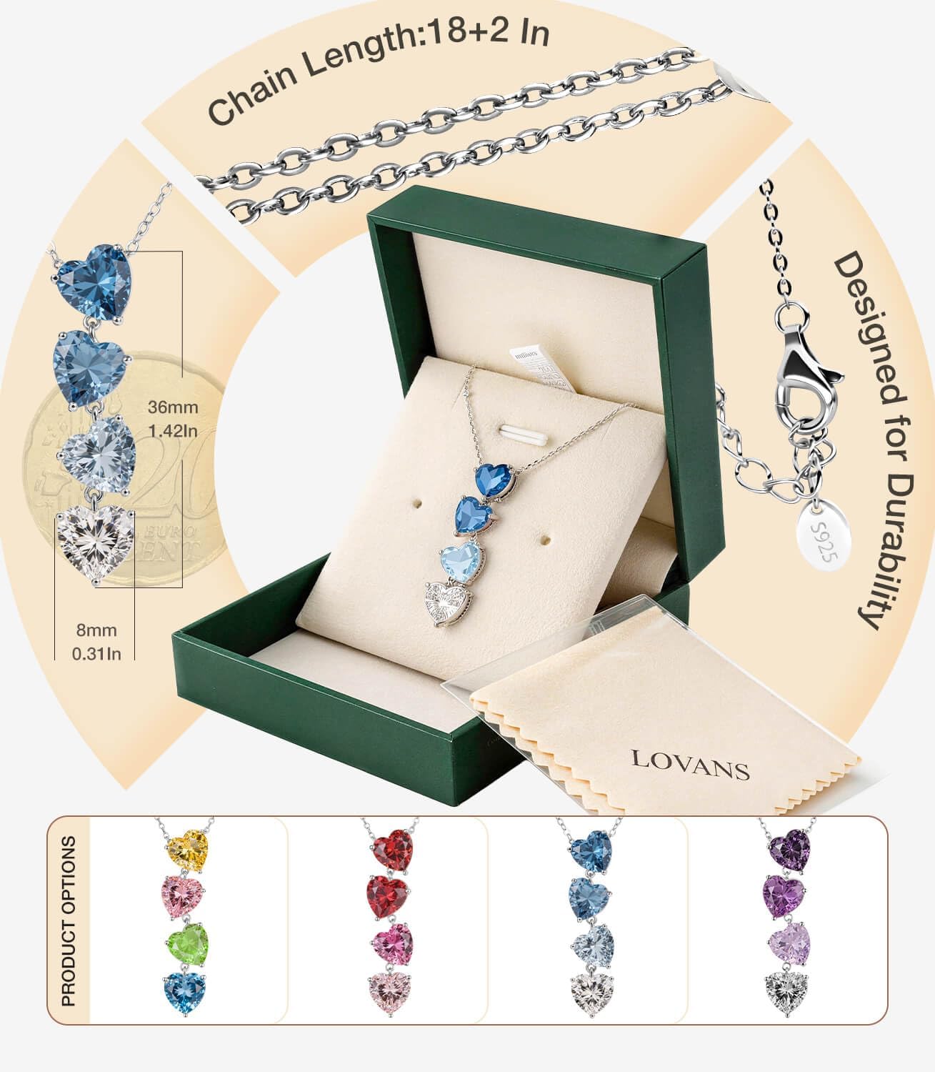 LOVANS Herz Kette Silber 925 Damen, Halskette Y Silberkette Anhänger – Bild 5