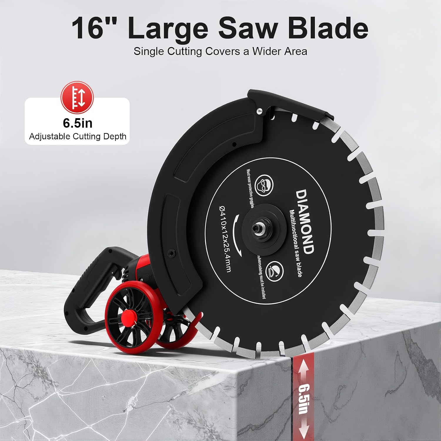 Electric Concrete Saw, 220 V 4000 W 3000 RPM 410 mm Cutting Cutter Paving Cutter High Performance Circular Saw Stone Cutting Machine Dry Disc Saw Wall Chaser Wet for Stone Concrete Granite – Bild 6
