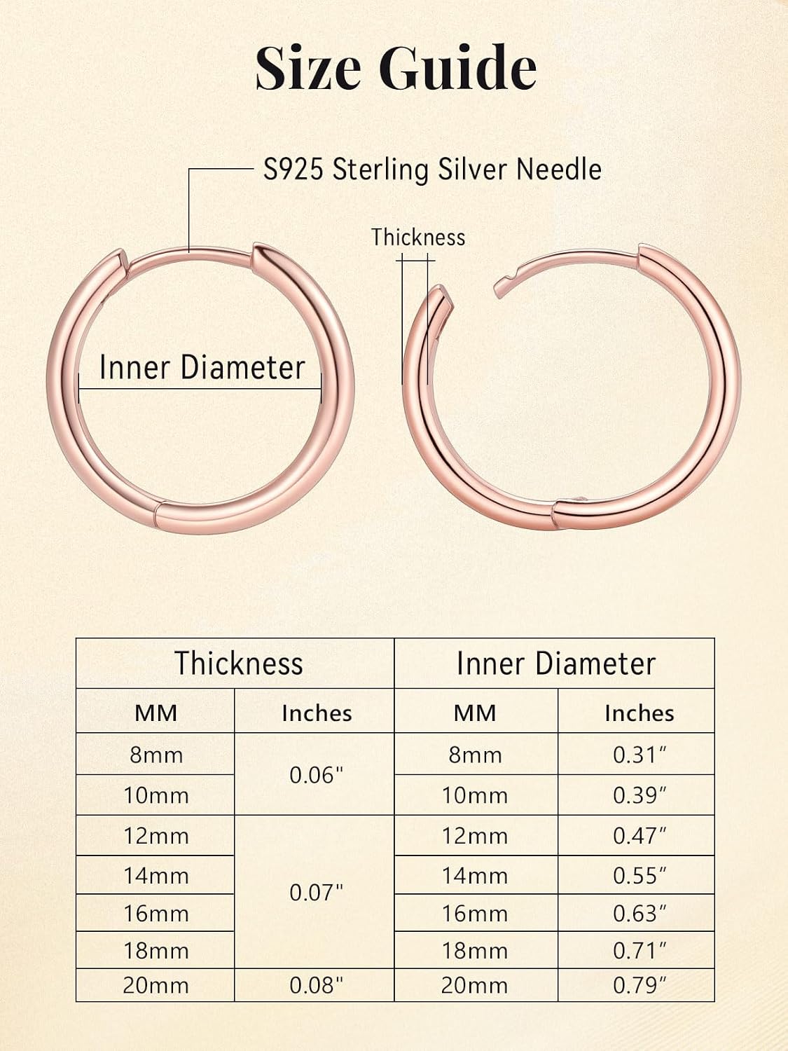 FaithHeart S925 Silver Earrings Women's Men's Stud Earrings Silver 925 Hoop Earrings Huggies 8/10/12/14/16/18/20 mm Helix Piercing Folding Hoop Earrings Silver Earrings Ear Piercing Silver Jewellery – Bild 4