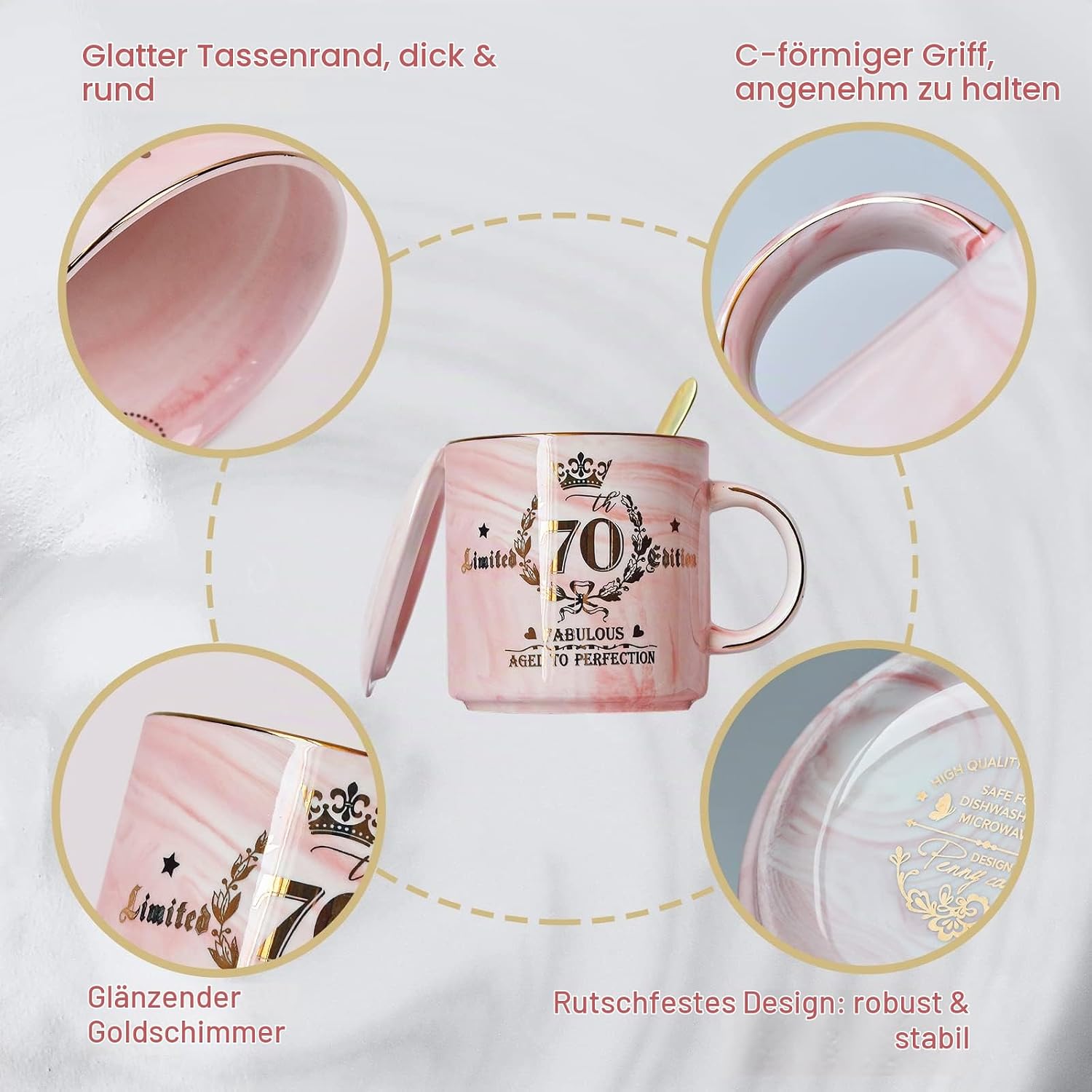 Geschenk 70. Geburtstag Frau, Fabelhafter 70 Limited Edition, 400ml Tasse – Bild 4
