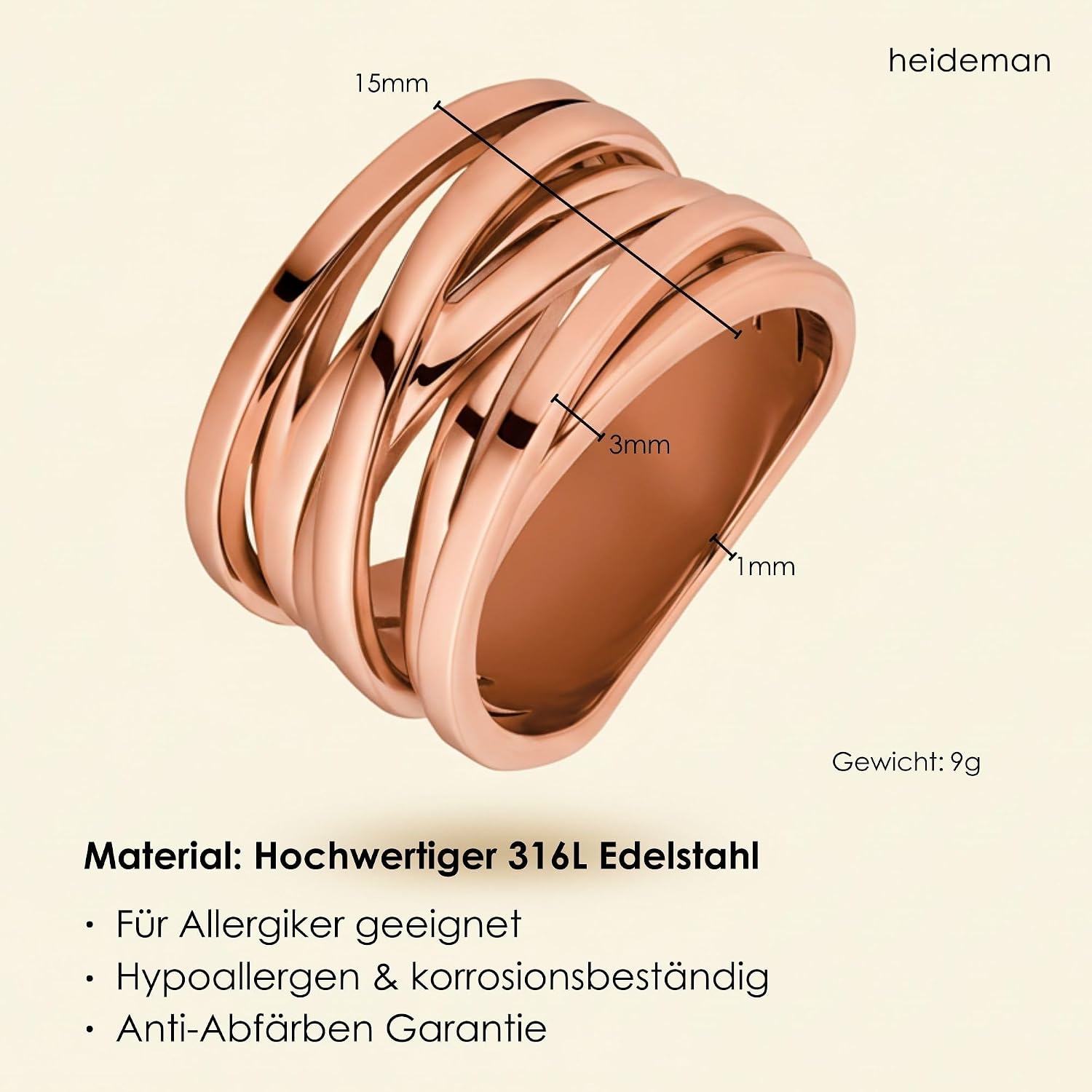 Heideman Serpi Women's Ring Polished Stainless Steel – Bild 5