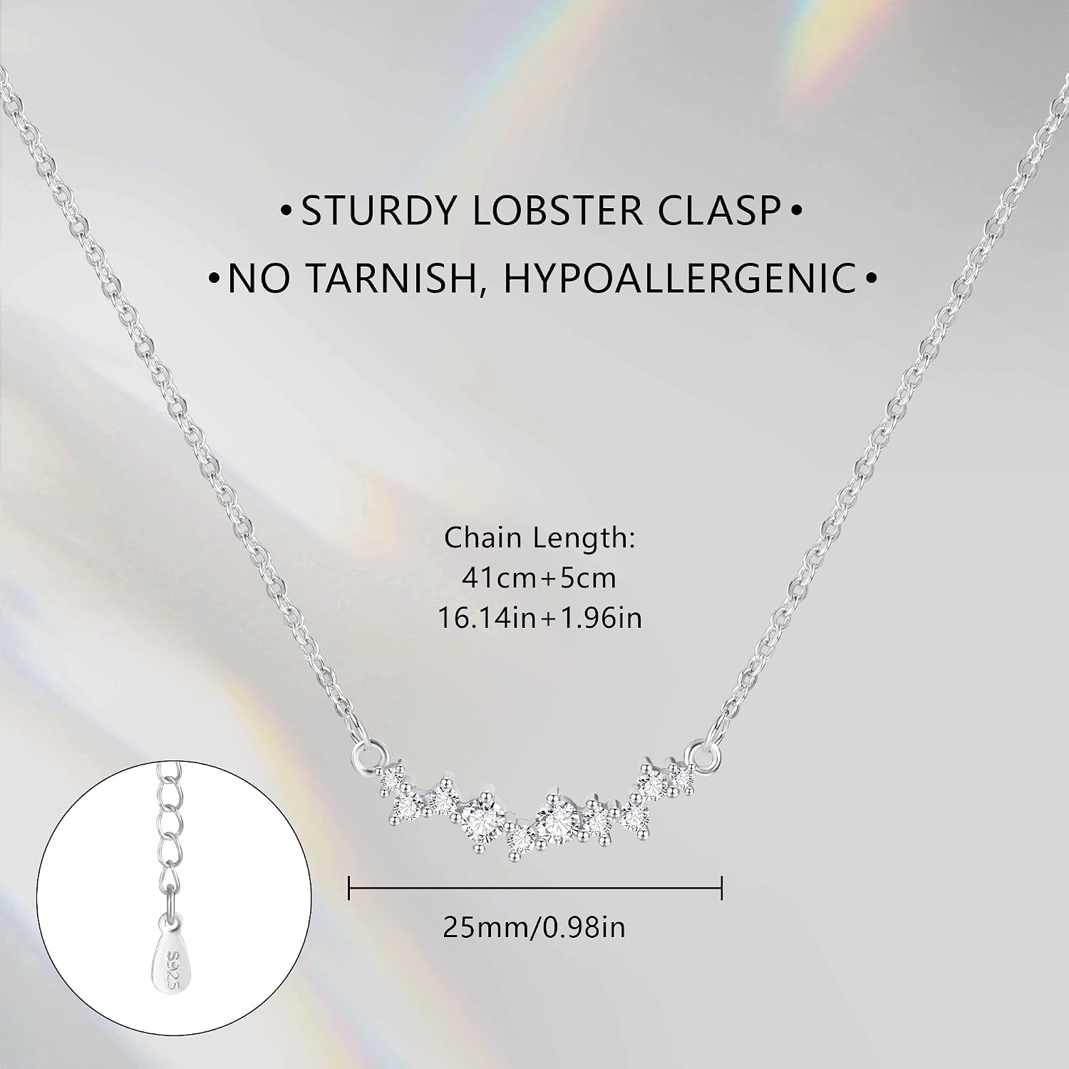 Halskette Damen Gold Silber 925 Zirkonia Verstellbar Stapelbar Geschenk – Bild 7