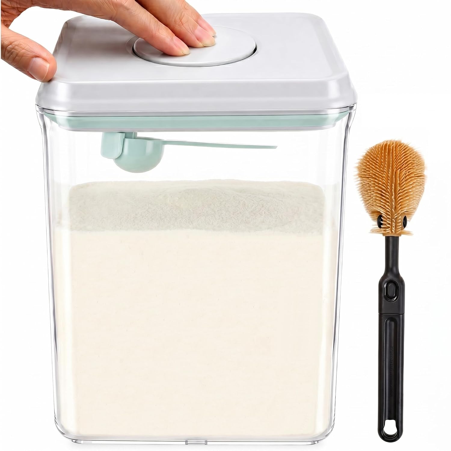 Milk Powder Dispenser 2300 ml Transparent with Spoon and Brush