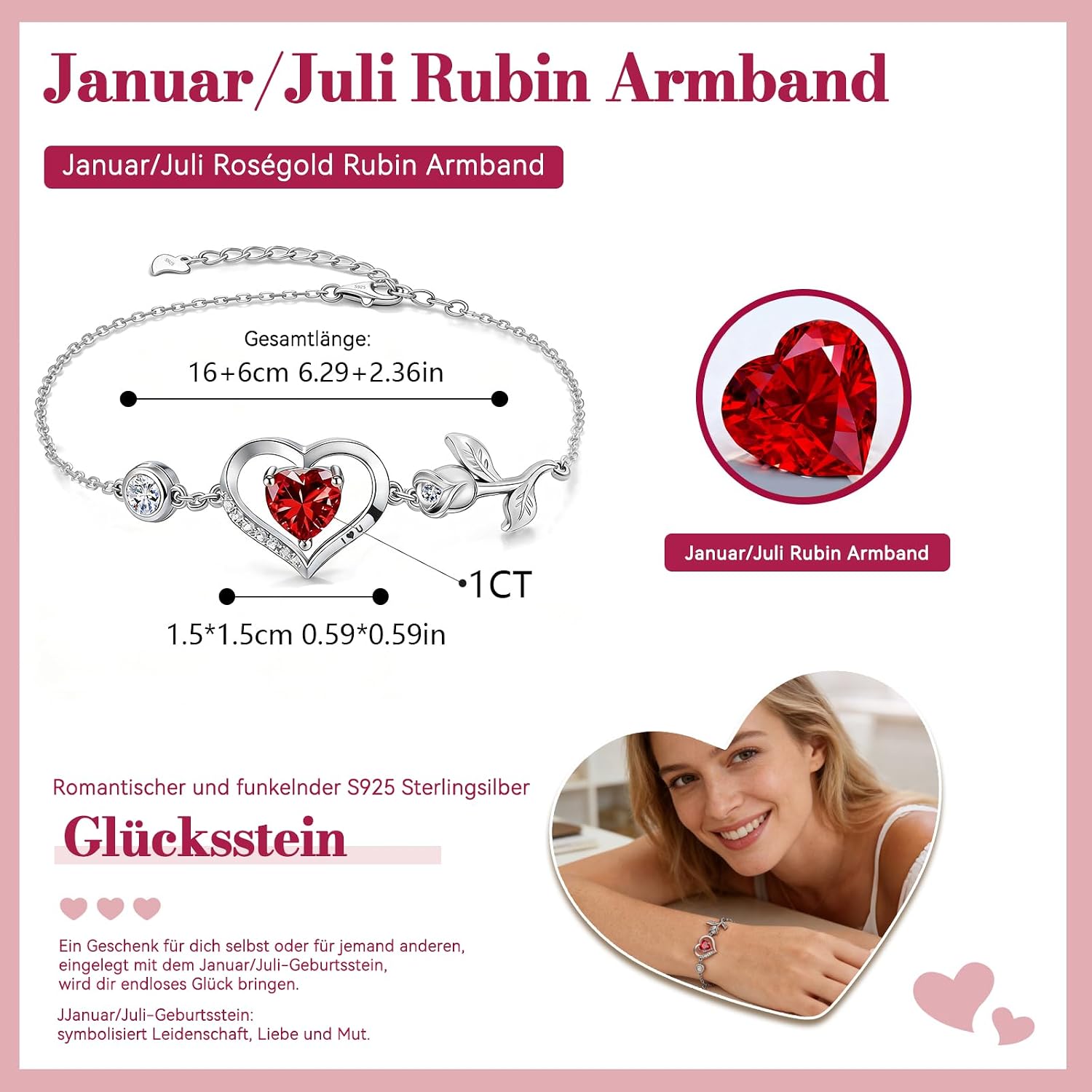 Women's S925 Silver Bracelet with I Love You. – Bild 5