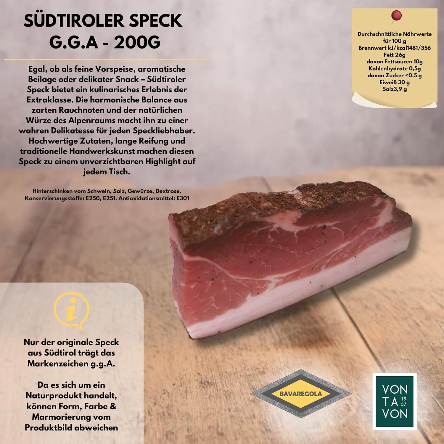 BAVAREGOLA South Tyrolean Farmer's Toast - Party Snack Set with 6 Vinschgau Breads, 200 g South Tyrolean Bacon PGI & 250 g Farmer's Cheese - Original South Tyrolean Specialities for Connoisseurs – Bild 5