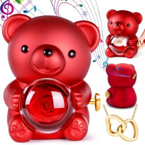 Romantic Teddy Bear with Eternal Roses and Music Tin