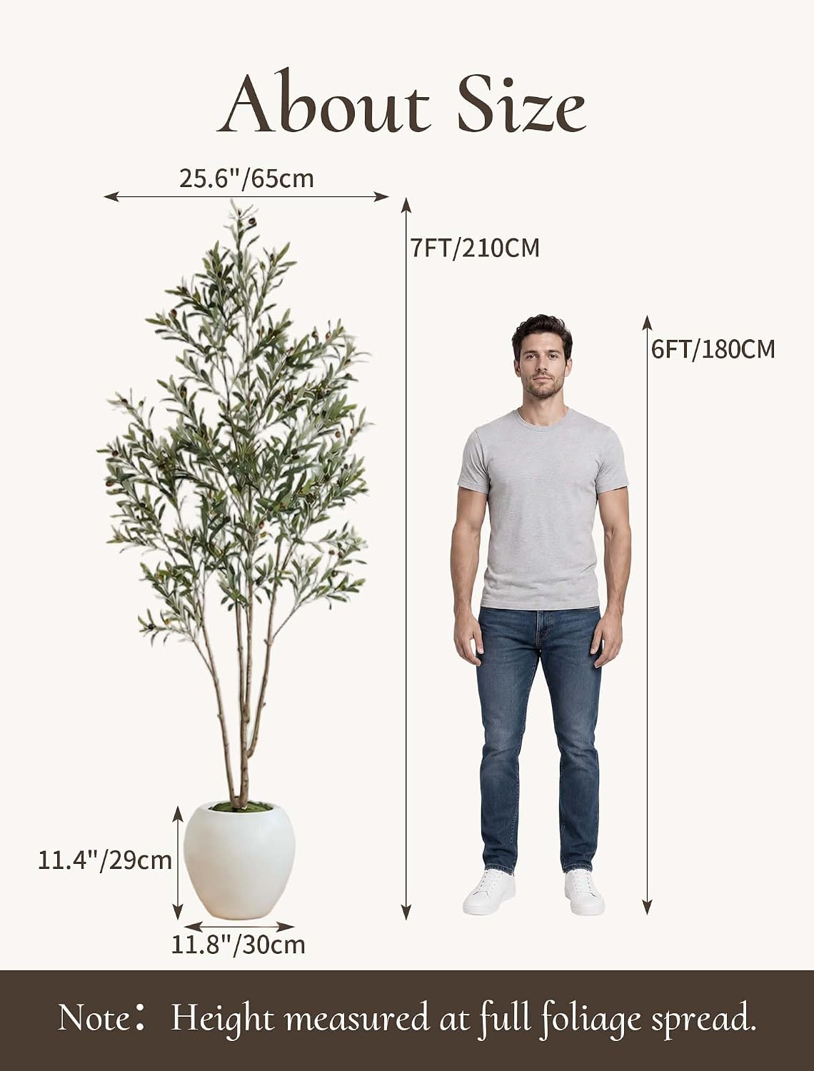 210 cm Artificial Olive Tree with White Pot, Large Artificial Plant – Bild 5