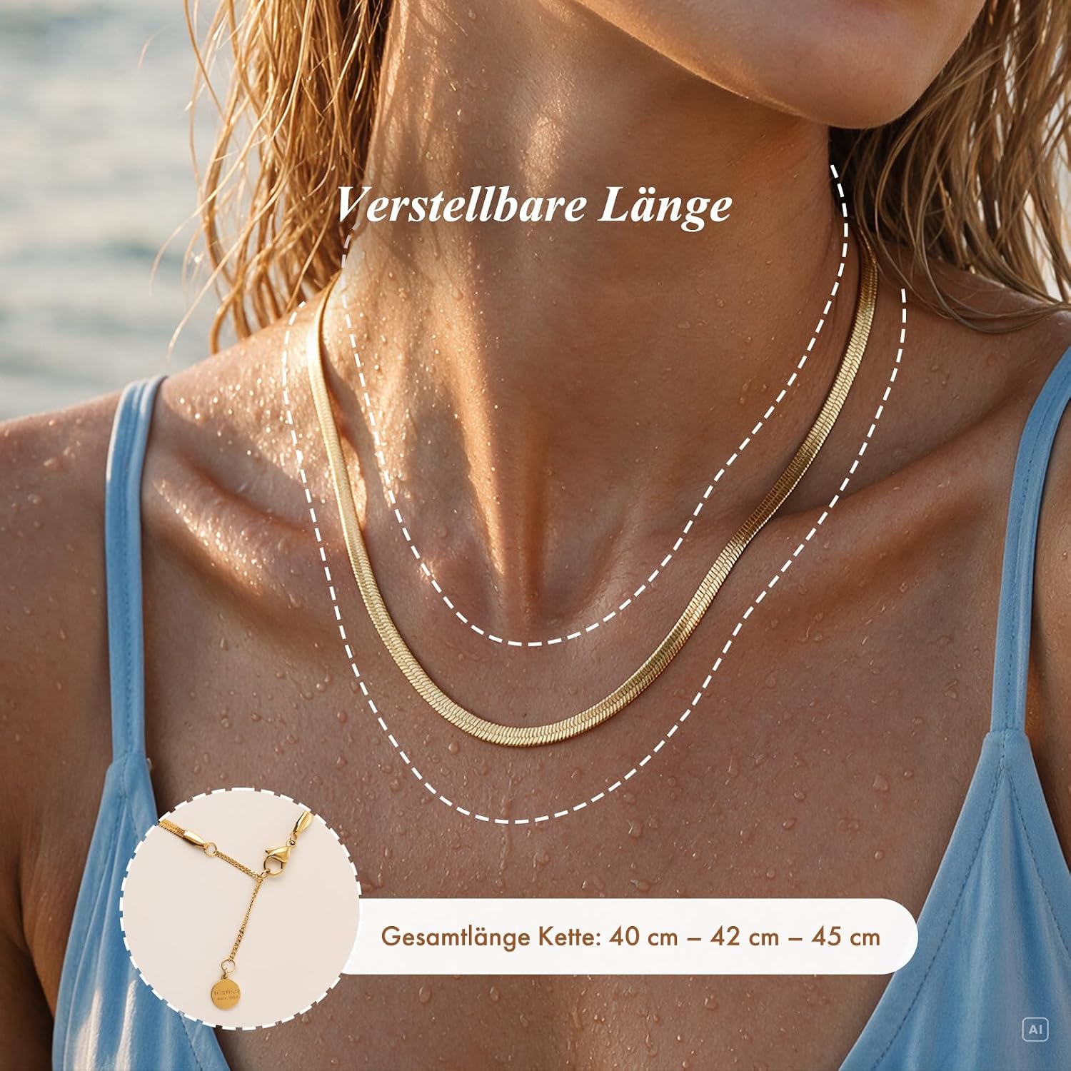 ICRUSH Jewellery Sleek Necklace Women's Snake Chain Waterproof Necklace – Bild 4