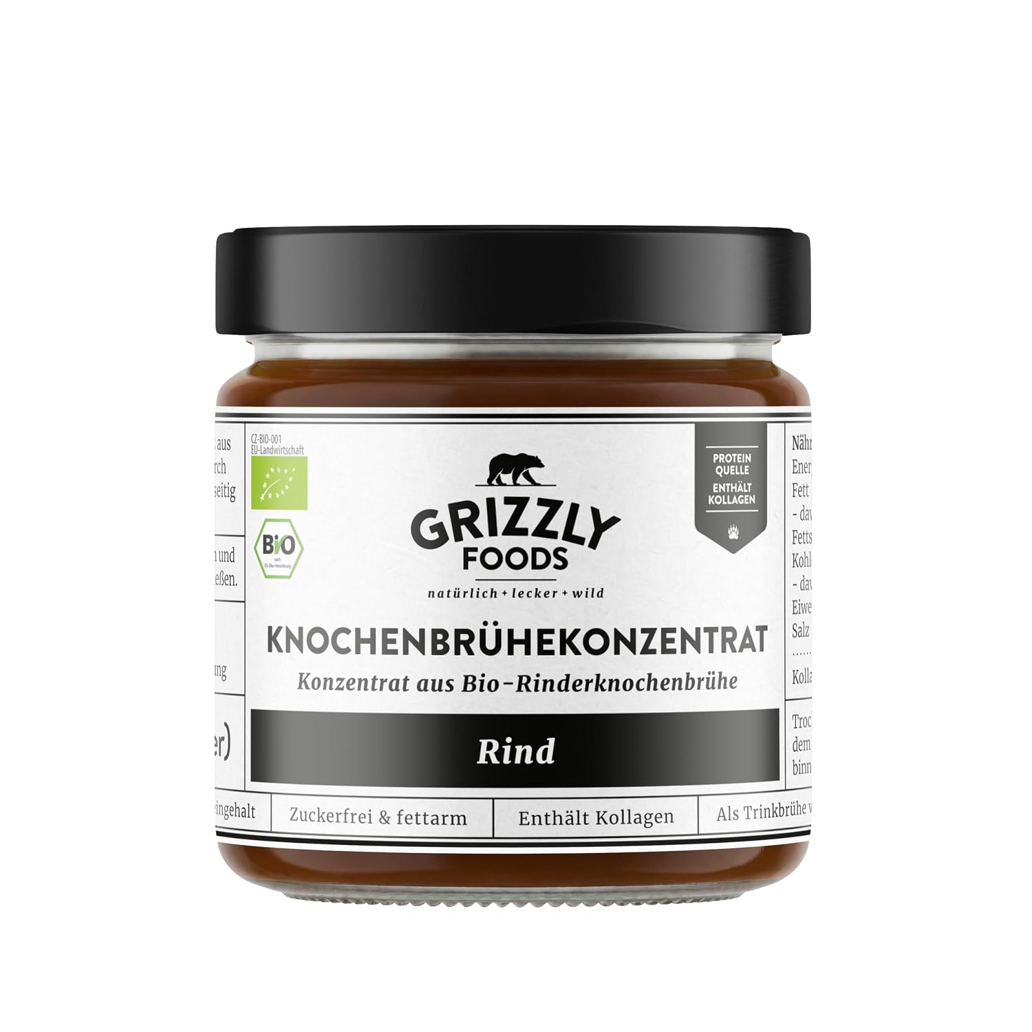 Grizzly Foods • Organic Bone Broth Concentrate • Beef 220g • 88g Collagen