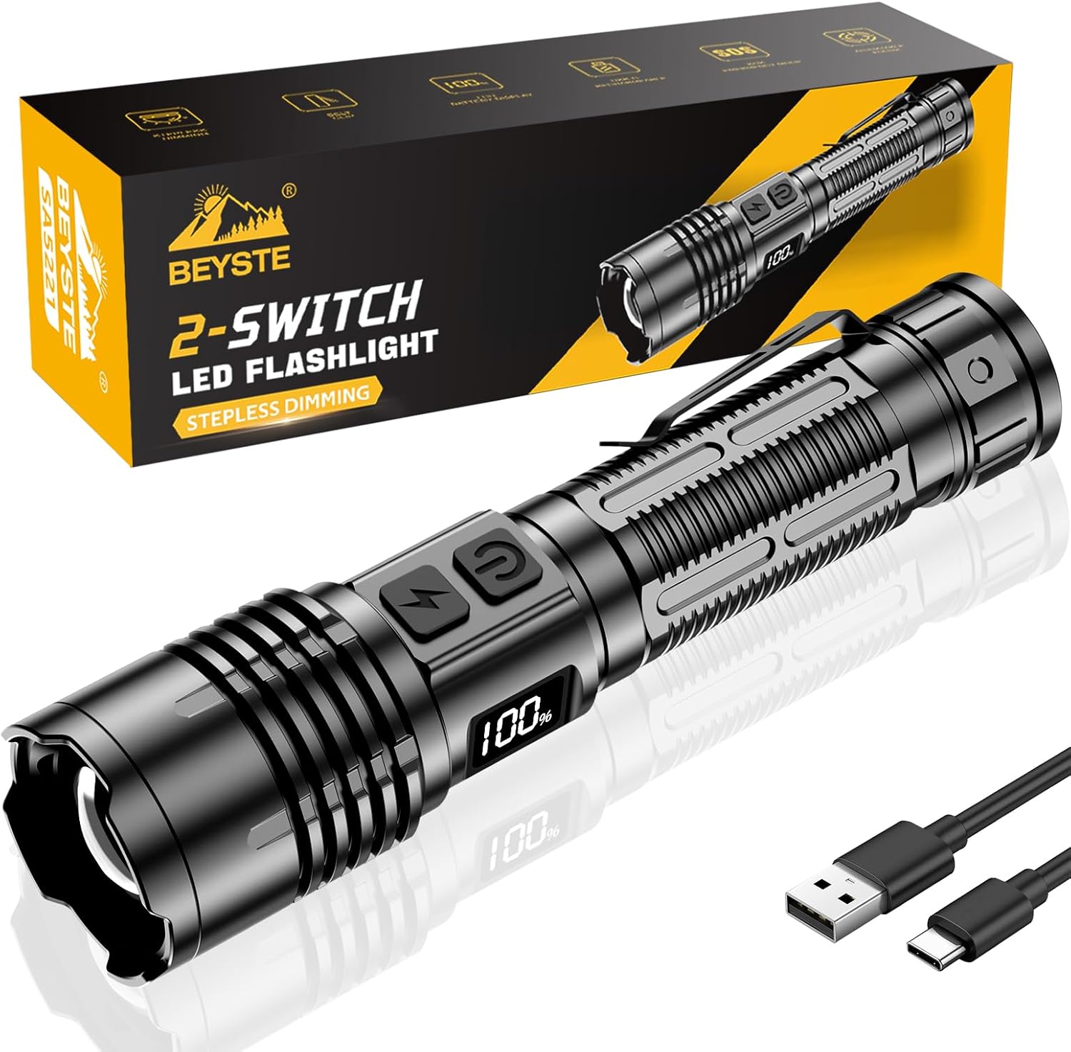 Torch LED Rechargeable 1000000 Lumen Extremely Bright 1500 m