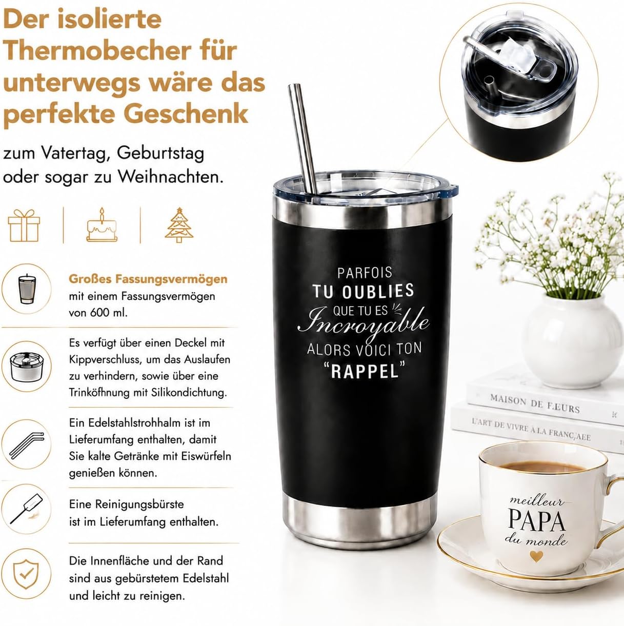 Gift for Men - Luxury Men's Gift Set with Mug, Scented Candle - Birthday Gift for Dad, Boyfriend, Husband, Brother – Bild 12