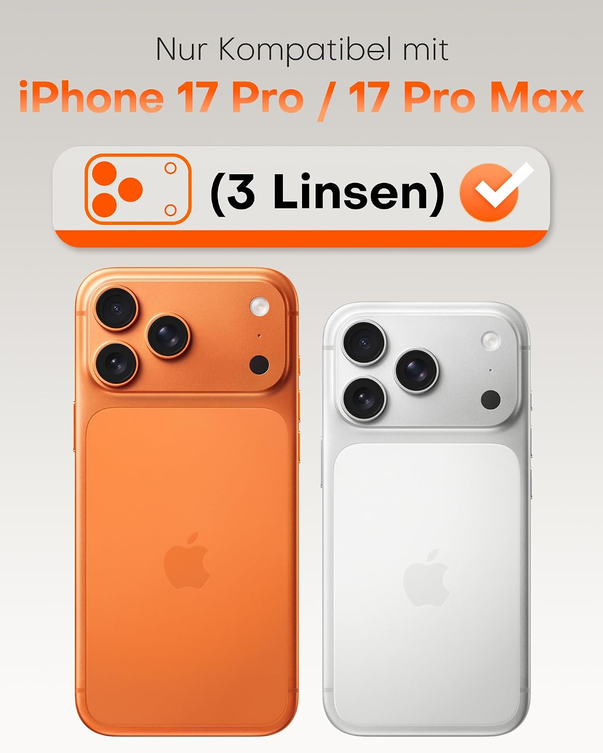TOCOL 2 Sets for iPhone 17 Pro Camera Protector, Easy Installation, Orange – Bild 2