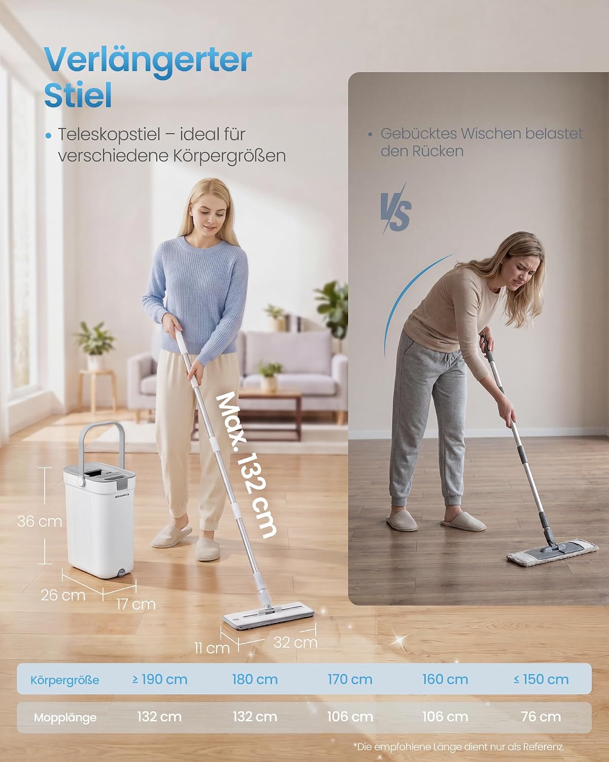 SONGMICS Mop Set with Bucket, Floor Mop, 4 Microfibre Covers – Bild 7