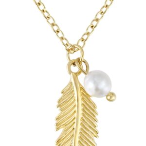 BONNYBIRD® BonnyFeather Women's Premium Necklace with Feather Pendant Made of Stainless Steel in Silver, Gold and Rose Gold, 100% Waterproof and Skin-Friendly