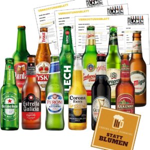 Beer Package Test Pack Beer Journey Around the World 12 x 0.33 L Beer Specialities Gift for Men Beer Tasting Birthday Party Father’s Day Ascension Football Including Free Beer Games to Download