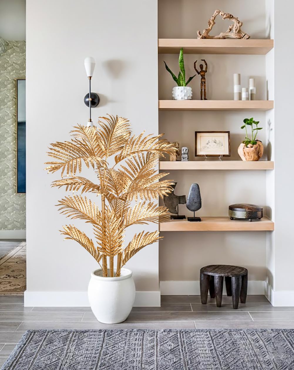 Artificial Tree Palm Tree Artificial Plant Tropical Golden Artificial Plants Large Indoor Plants Decoration for Living Room Office Bedroom House 110 cm – Bild 4