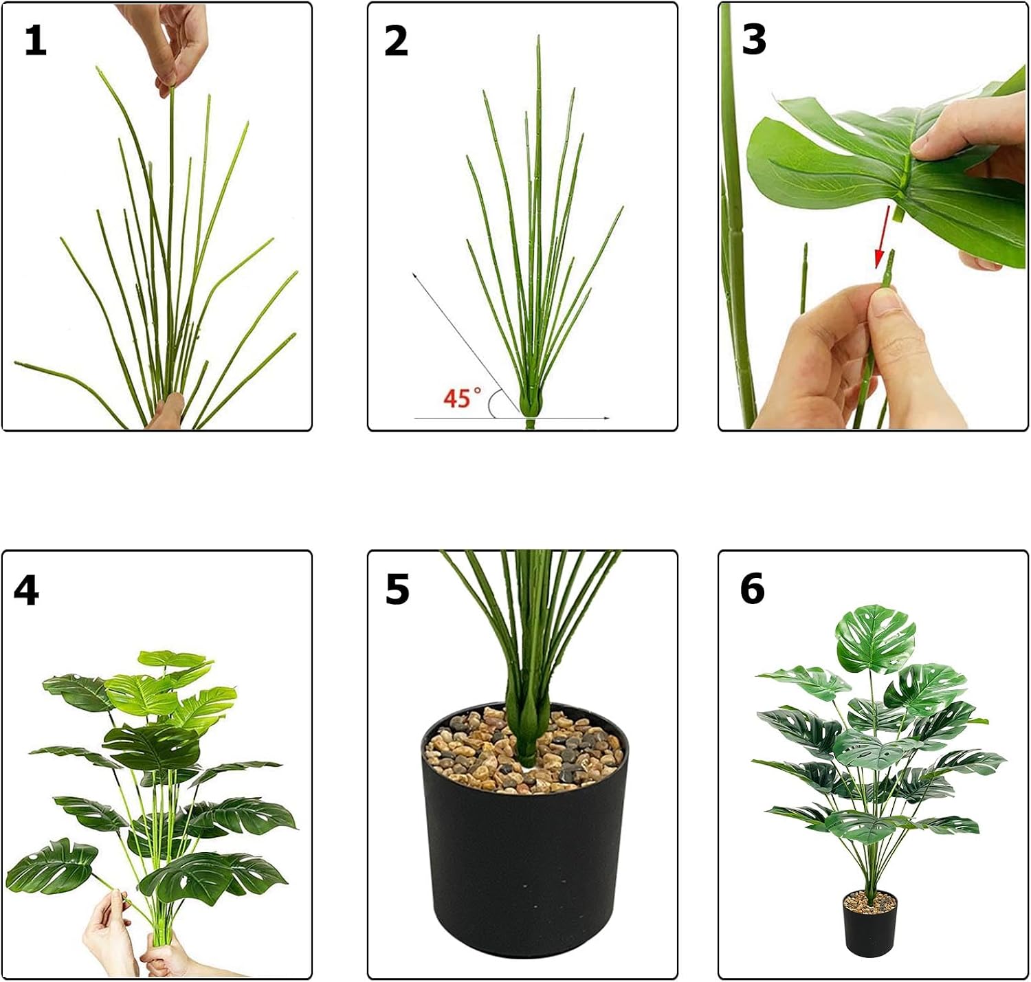 Artificial Areca Palm Tree, Artificial Palm Tree, Large, Tropical Artificial Plants Like Real, Artificial Plants in Pot for Indoor Outdoor Use Home Office Garden Modern Decoration (75 cm, – Bild 7
