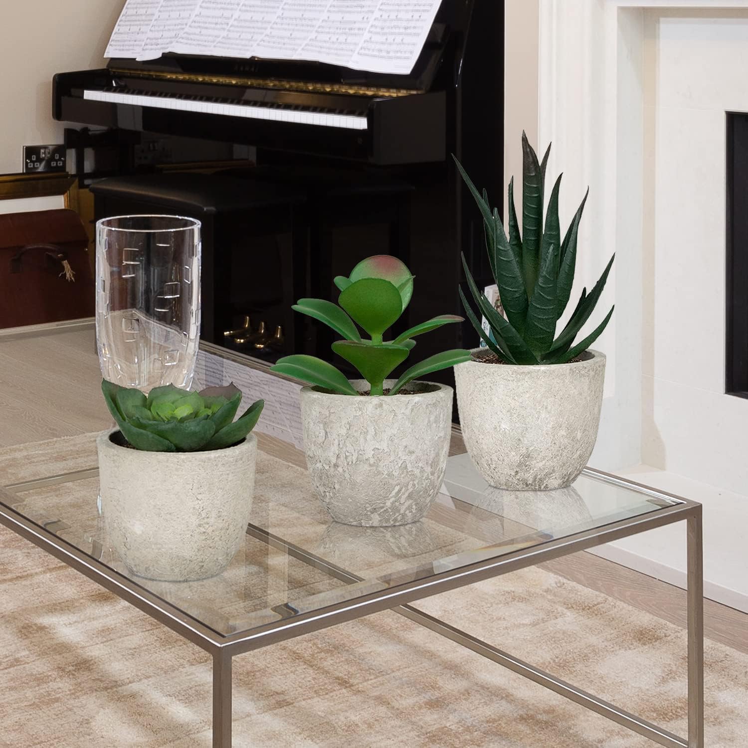 Set of 5 Artificial Plants, Artificial Plants in Pot, Artificial Plants Like Real for Indoor, Fake Plant Succulent Pot, Plastic Plant for Living Room, Bathroom, Desk, Windowsill Decoration – Bild 6