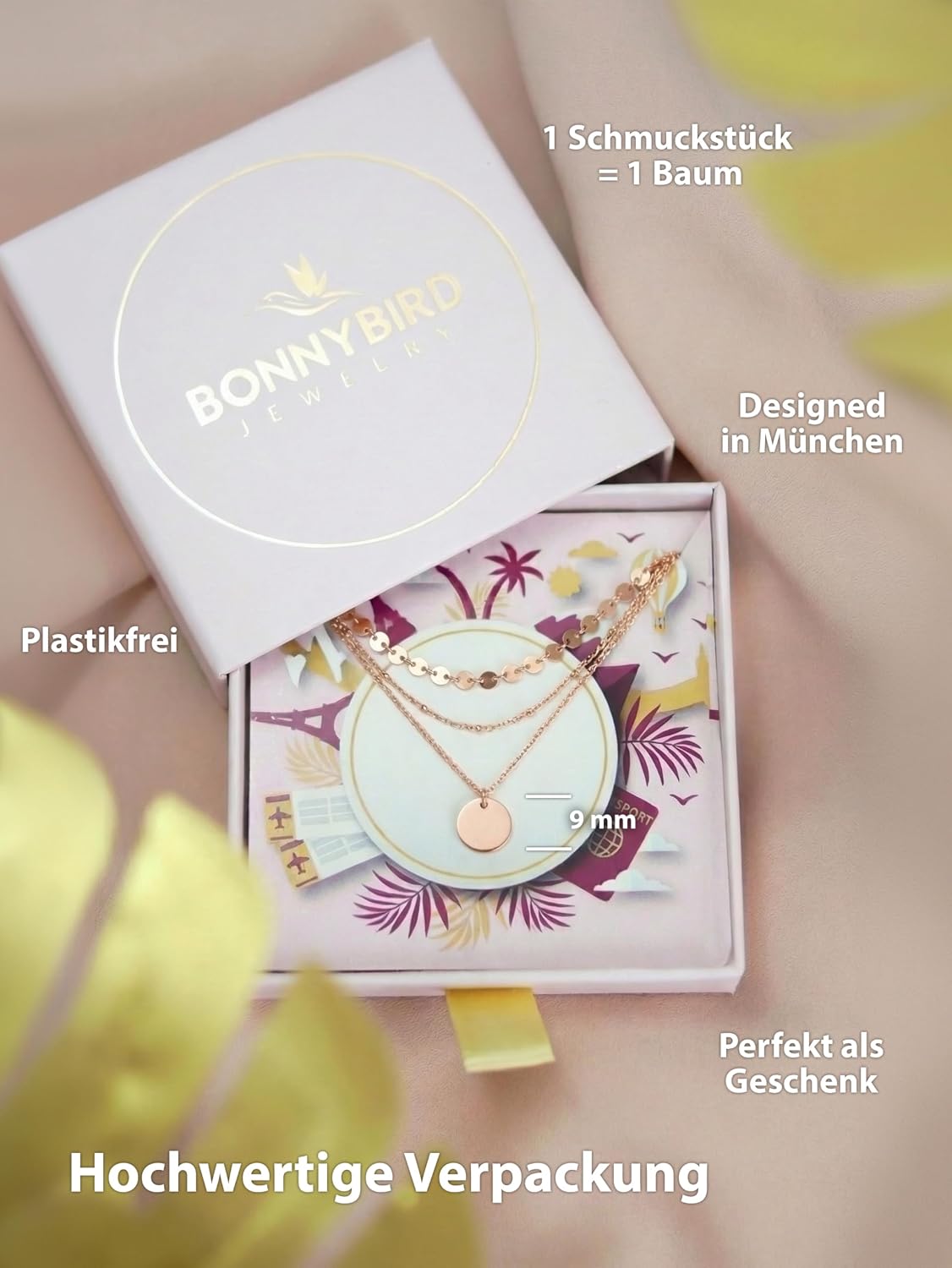 BONNYBIRD® Layering Chain Set Made of Premium Stainless Steel - Boho Chain Women's in Silver, Gold & Rose Gold, 100% Waterproof & Skin-Friendly BonnyTrio – Bild 7