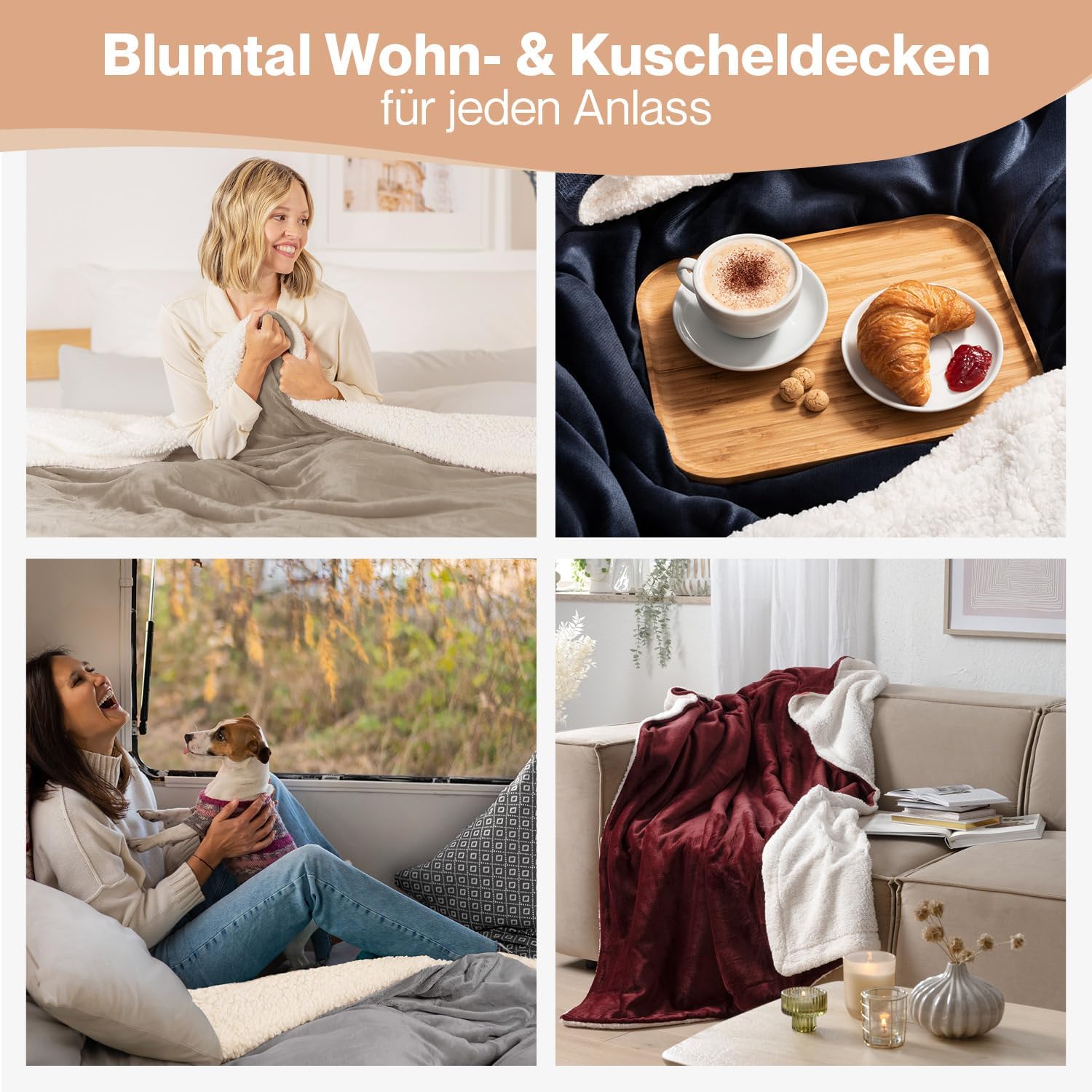 Blumtal Premium Sherpa Cuddly Blanket, Fluffy, 150 x 200 cm, Oeko-Tex Certified, Sofa Blanket with Thick Sherpa Inside, Super Fluffy Blanket, Extra Thick and Warming, Plush Blanket, Anthracite – Bild 5