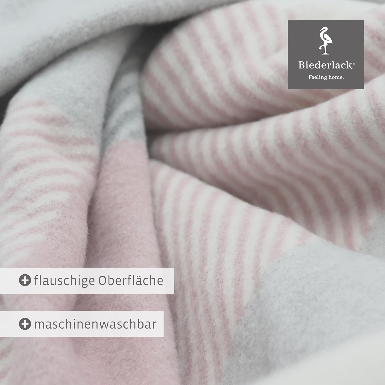 Biederlack® Soft Cuddly Blanket "Check" Rose Sofa Blanket 150 x 200 cm – Bild 4
