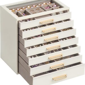 SONGMICS 7 Tier Jewellery Box with Glass Lid and Drawers