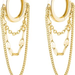 Reffeer 925 Sterling Silver Hoop Earrings for Women Dangle Earrings Drop Earrings Chain Earrings