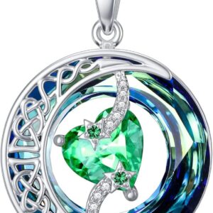 TOUPOP Kette Damen Herz Geburtsstein Sterling Silber Schmuck Geschenk