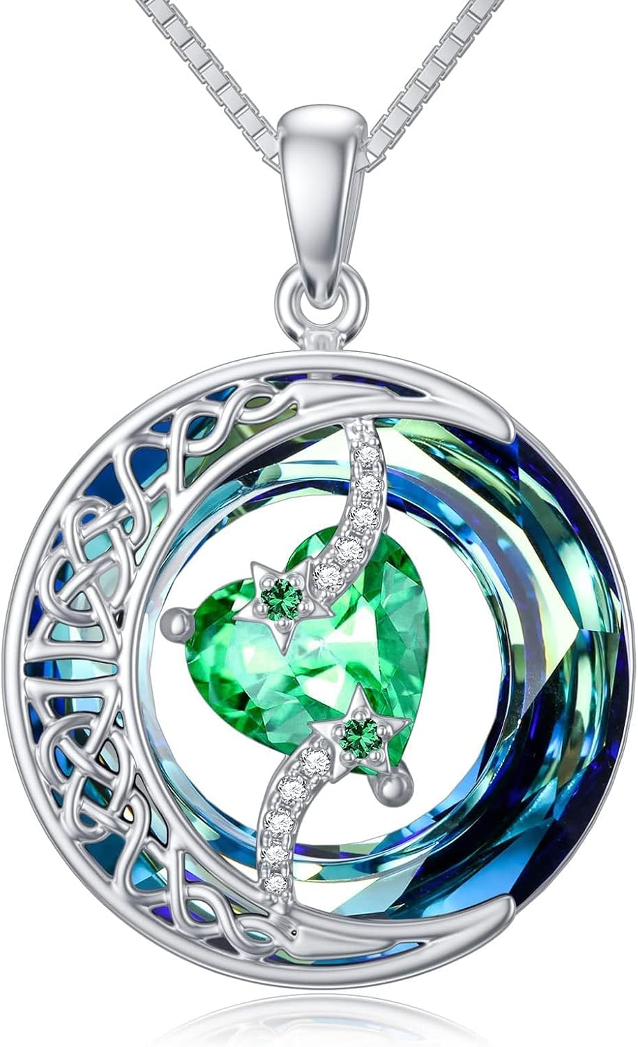 TOUPOP Kette Damen Herz Geburtsstein Sterling Silber Schmuck Geschenk