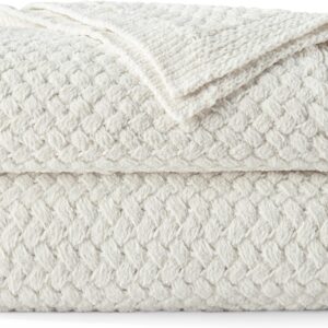 Whale Flotilla Fluffy Chenille Blanket 150 x 200 cm Cream White
